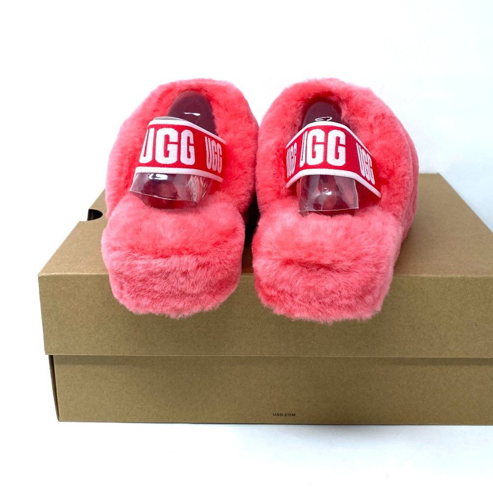 💖MEGA SALE💖UGG Women's 1095119 HSPK FLUFF YEAH Pink Fur Sheep Slides Slippers - Picture 4 of 9